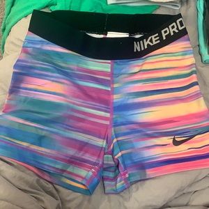 Multi color Nike pro shorts
